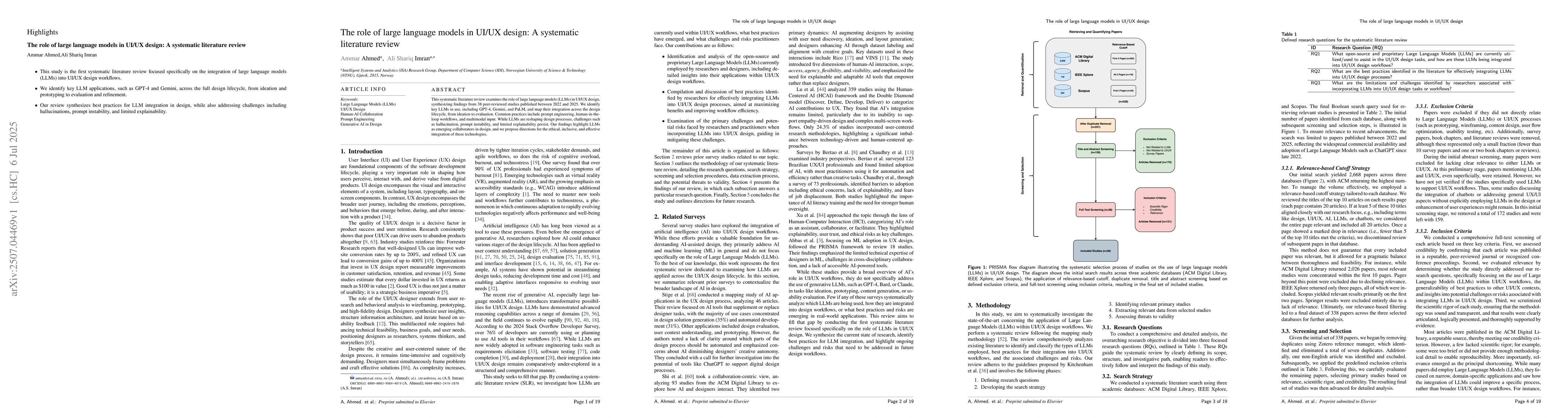 Thumbnail for The role of large language models in UI/UX design: A systematic
  literature review
