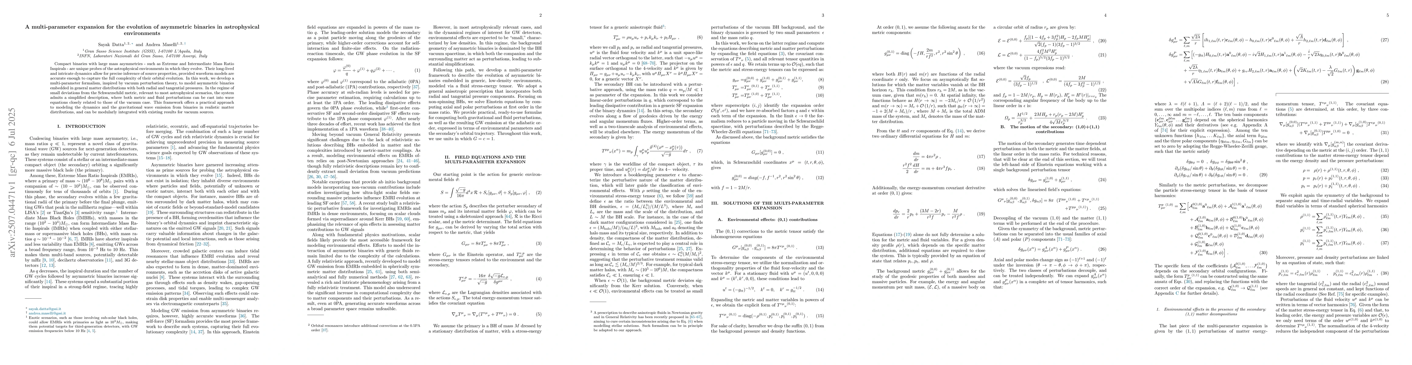 Thumbnail for A multi-parameter expansion for the evolution of asymmetric binaries in
  astrophysical environments
