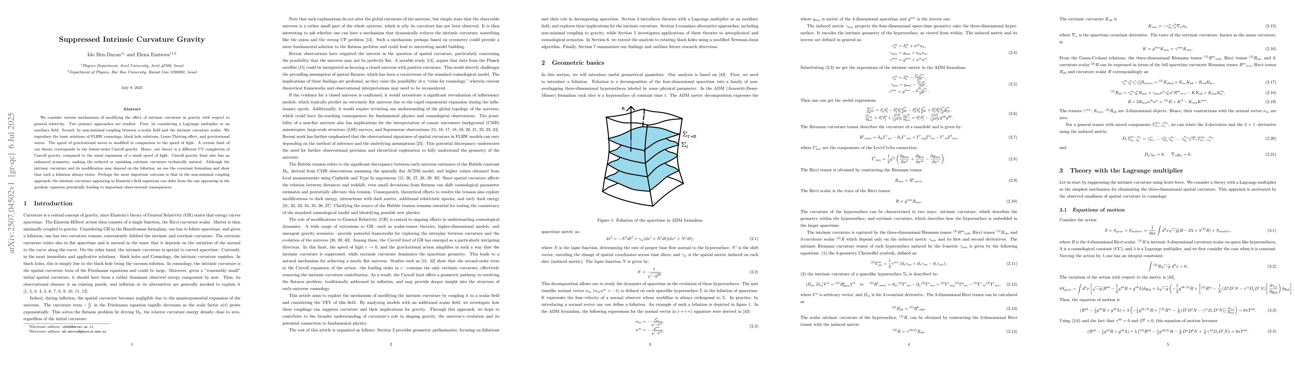Thumbnail for Suppressed Intrinsic Curvature Gravity