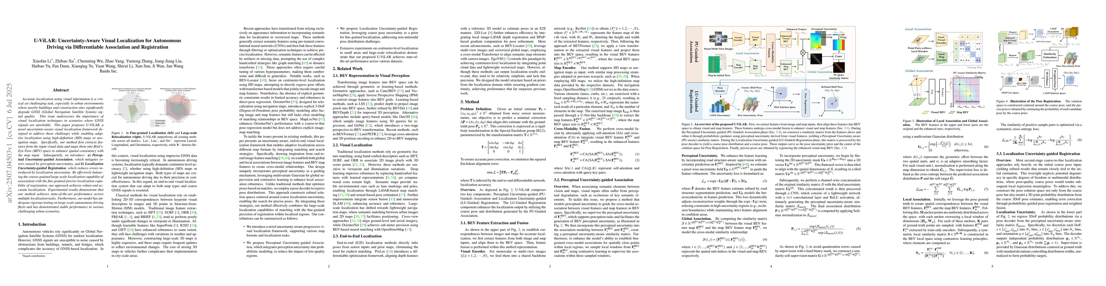 Thumbnail for U-ViLAR: Uncertainty-Aware Visual Localization for Autonomous Driving
  via Differentiable Association and Registration