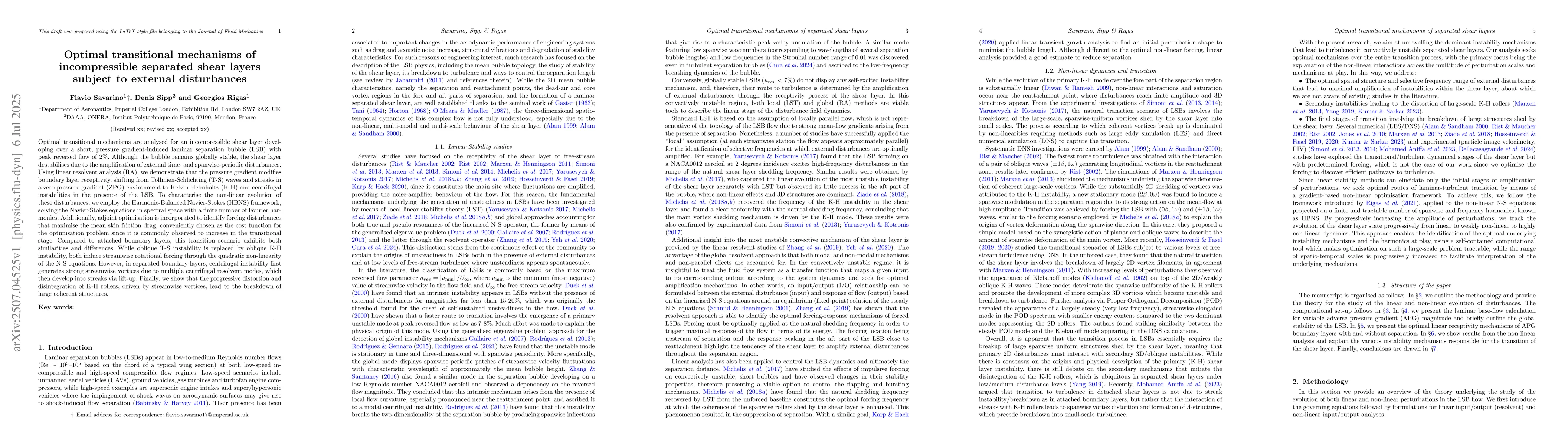 Thumbnail for Optimal transitional mechanisms of incompressible separated shear layers
  subject to external disturbances
