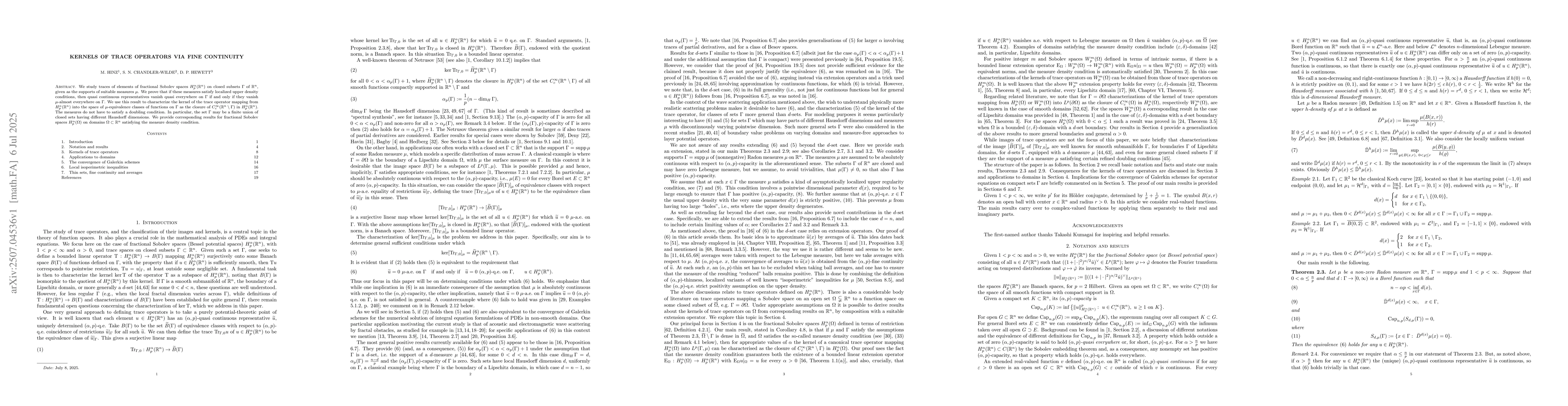 Thumbnail for Kernels of trace operators via fine continuity
