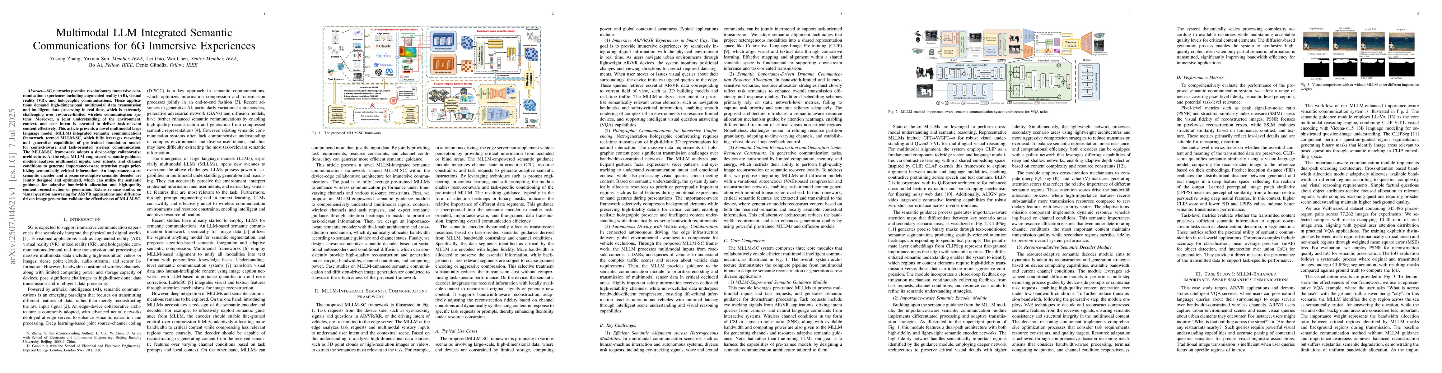 Thumbnail for Multimodal LLM Integrated Semantic Communications for 6G Immersive
  Experiences