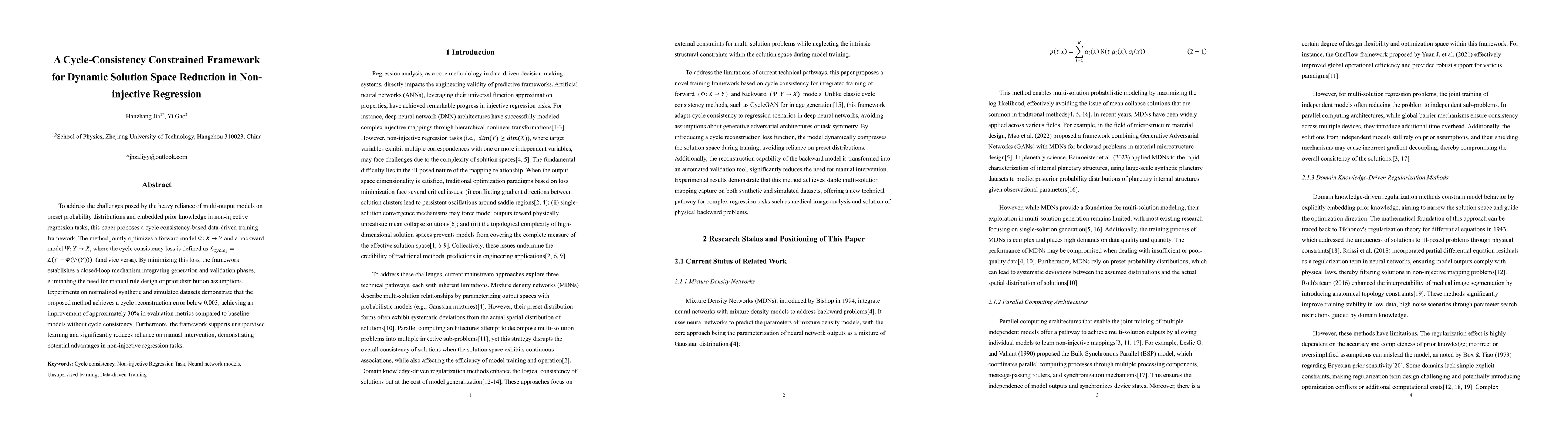 Thumbnail for A Cycle-Consistency Constrained Framework for Dynamic Solution Space
  Reduction in Noninjective Regression