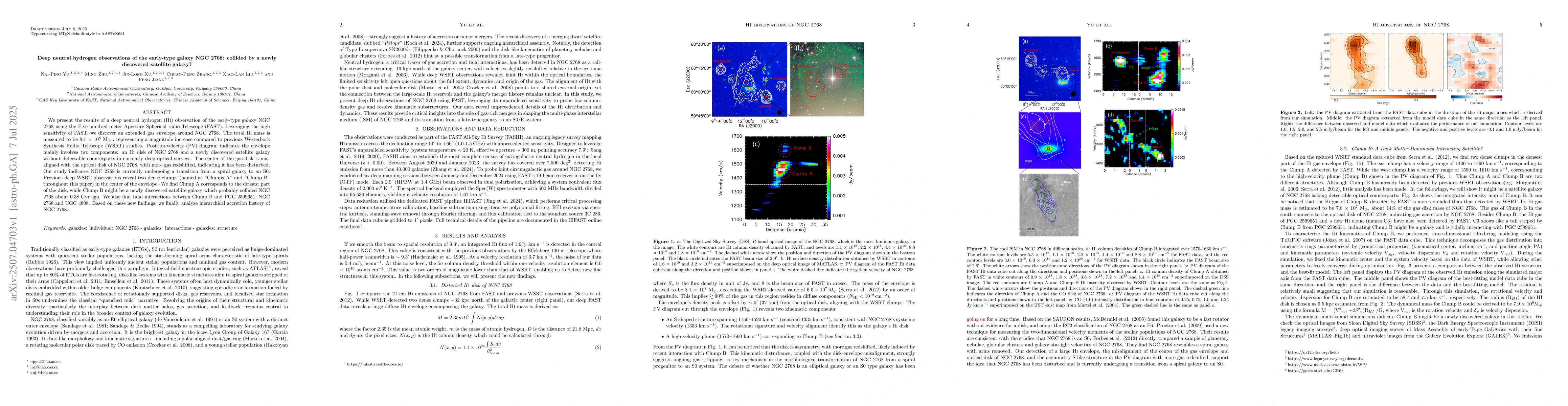 Thumbnail for Deep neutral hydrogen observations of the early-type galaxy NGC 2768:
  collided by a newly discovered satellite galaxy?