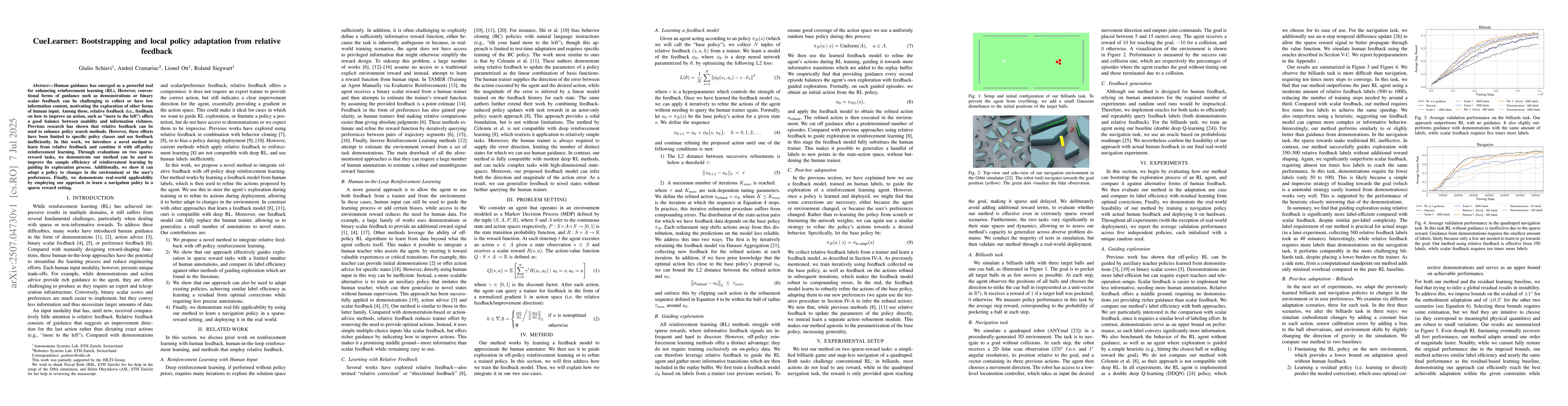 Thumbnail for CueLearner: Bootstrapping and local policy adaptation from relative
  feedback