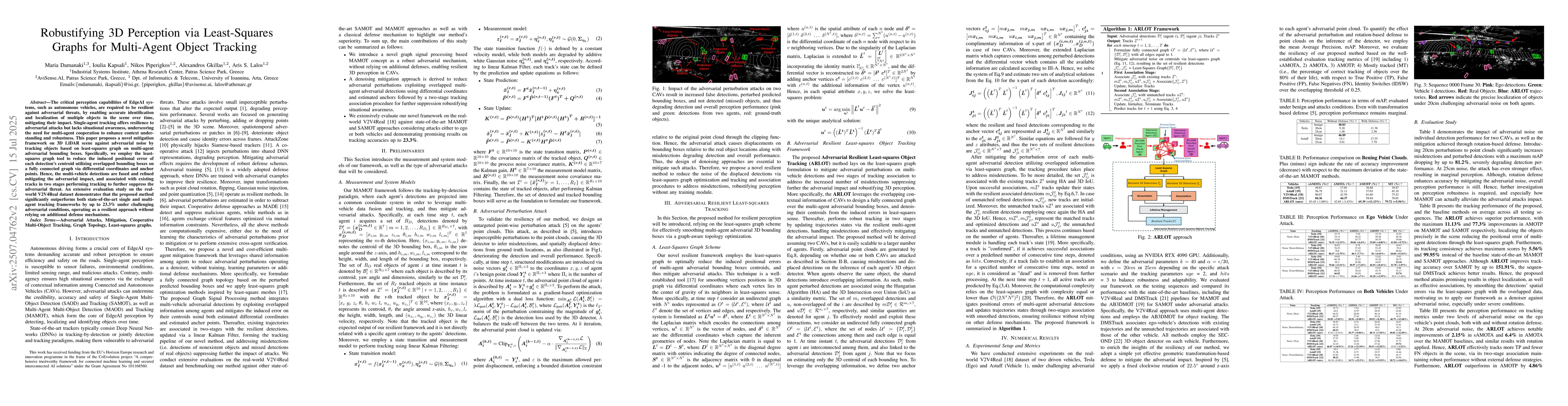 Thumbnail for Robustifying 3D Perception via Least-Squares Graphs for Multi-Agent
  Object Tracking
