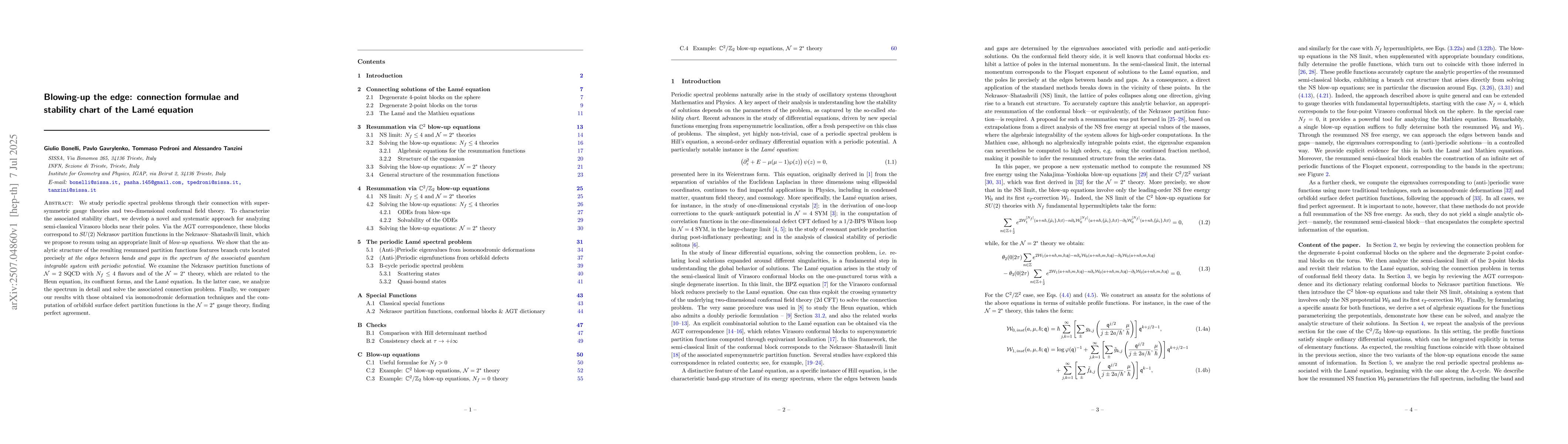 Thumbnail for Blowing-up the edge: connection formulae and stability chart of the
  Lamé equation