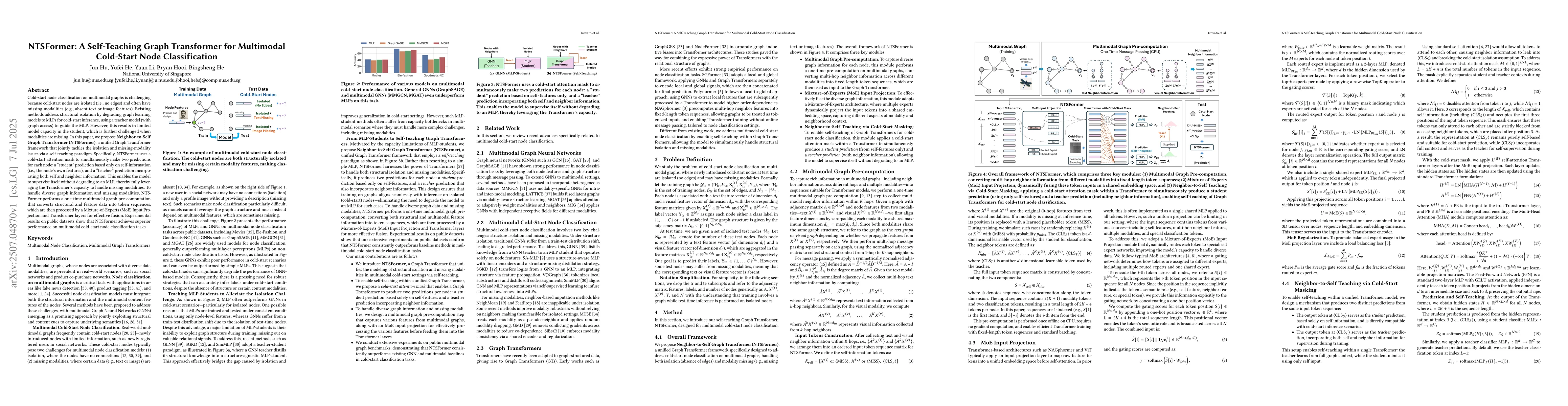 Thumbnail for NTSFormer: A Self-Teaching Graph Transformer for Multimodal Cold-Start
  Node Classification