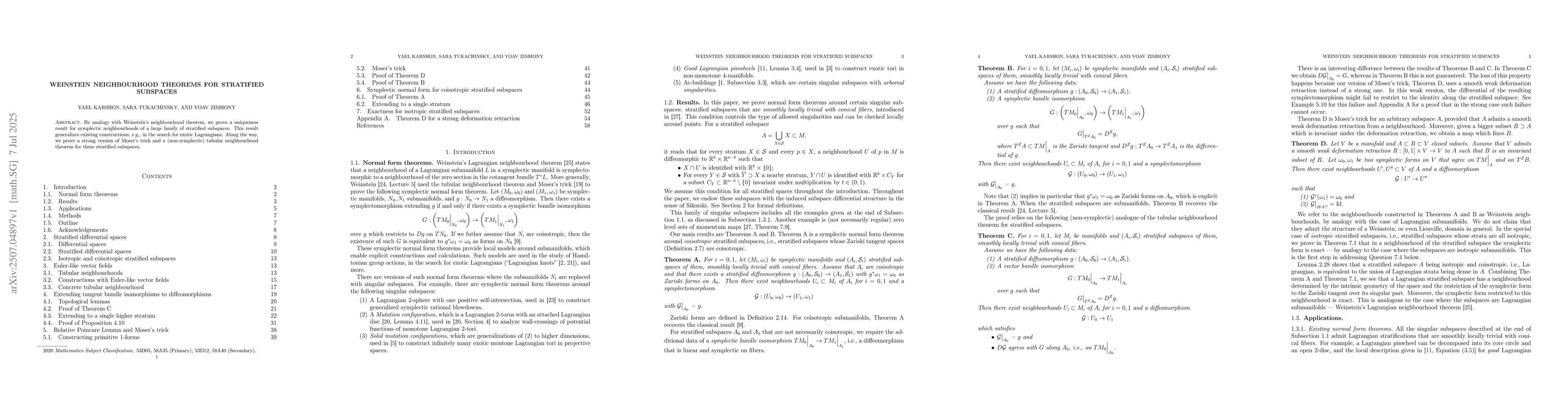 Thumbnail for Weinstein neighbourhood theorems for stratified subspaces