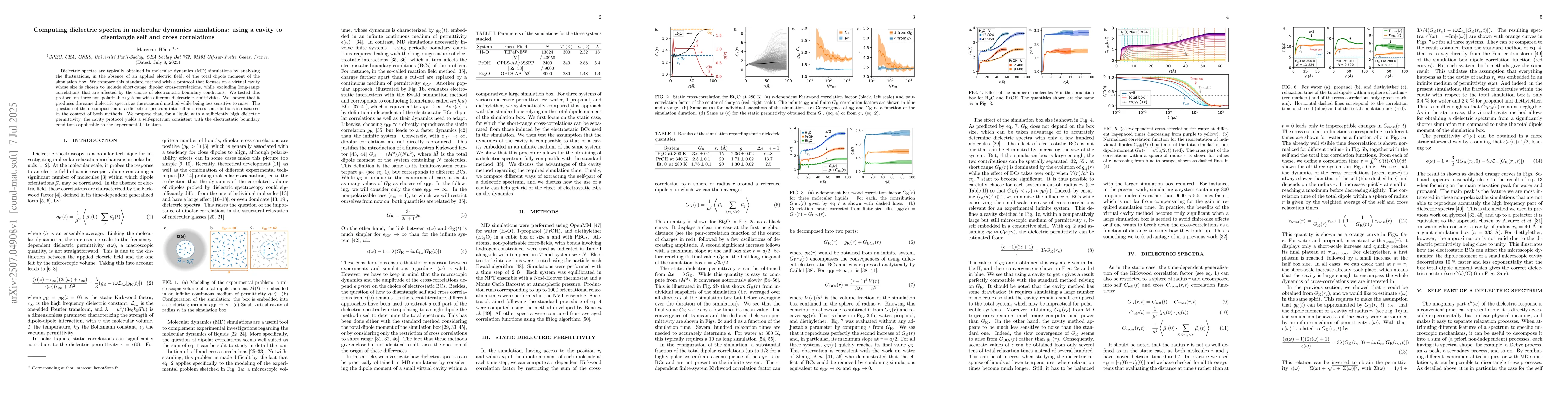 Thumbnail for Computing dielectric spectra in molecular dynamics simulations: using a
  cavity to disentangle self and cross correlations