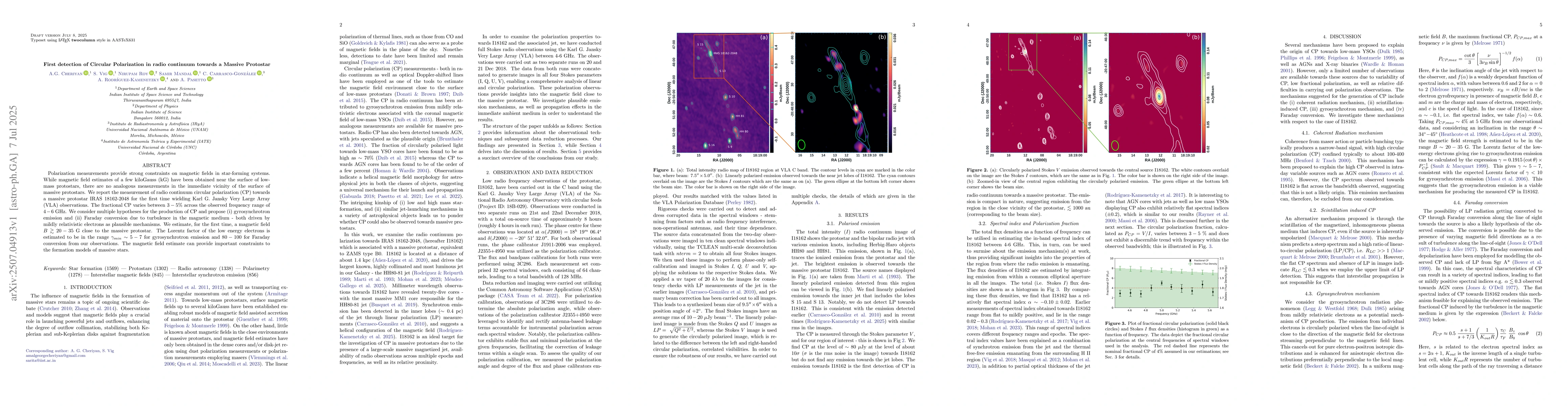 Thumbnail for First detection of Circular Polarization in radio continuum towards a
  Massive Protostar