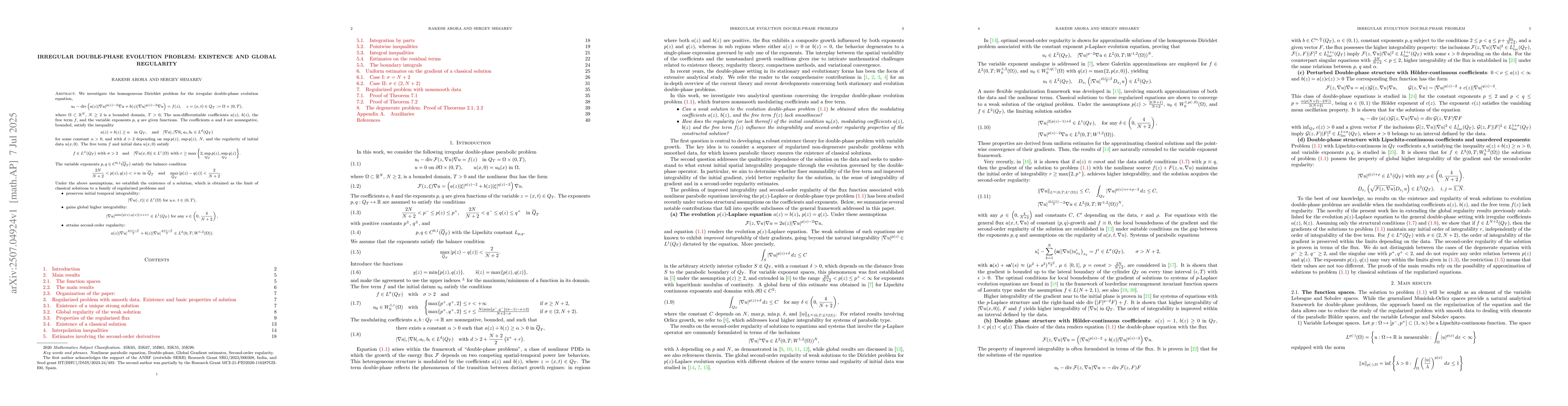 Thumbnail for Irregular double-phase evolution problem: existence and global
  regularity