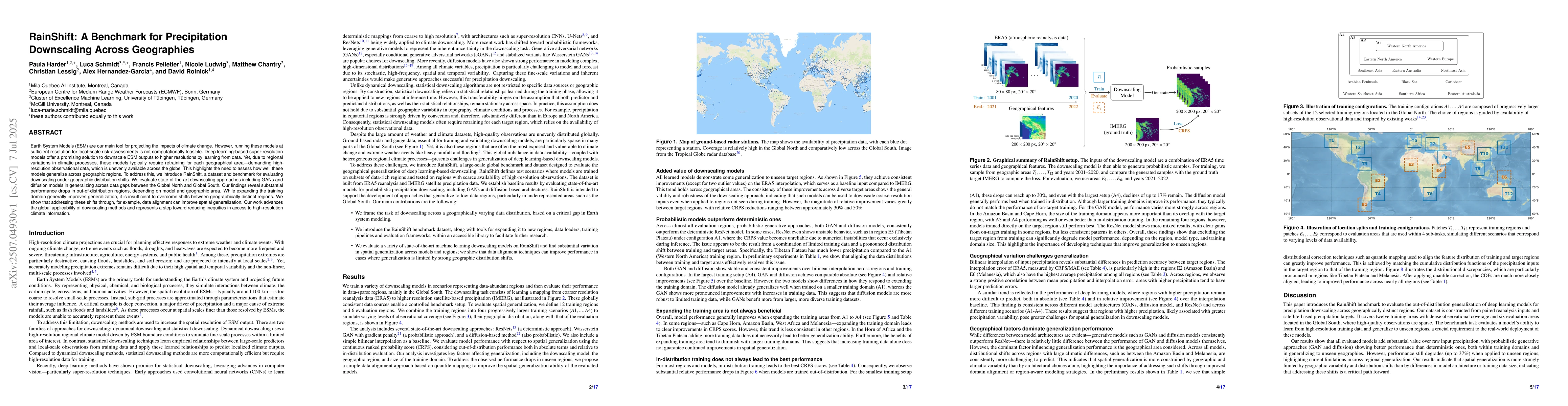 Thumbnail for RainShift: A Benchmark for Precipitation Downscaling Across Geographies