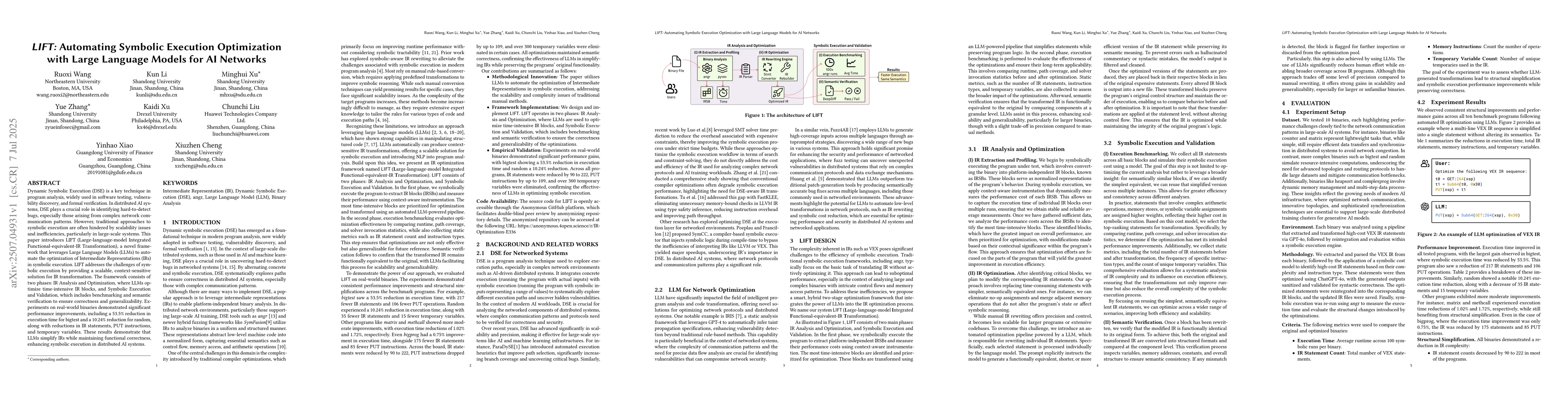 Thumbnail for LIFT: Automating Symbolic Execution Optimization with Large Language
  Models for AI Networks