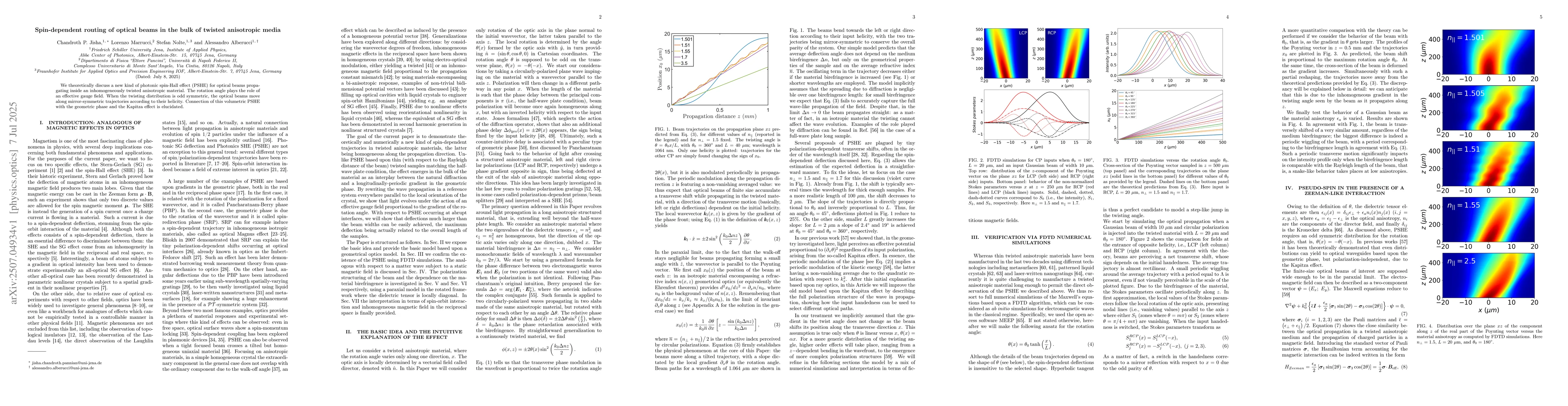 Thumbnail for Spin-dependent routing of optical beams in the bulk of twisted
  anisotropic media
