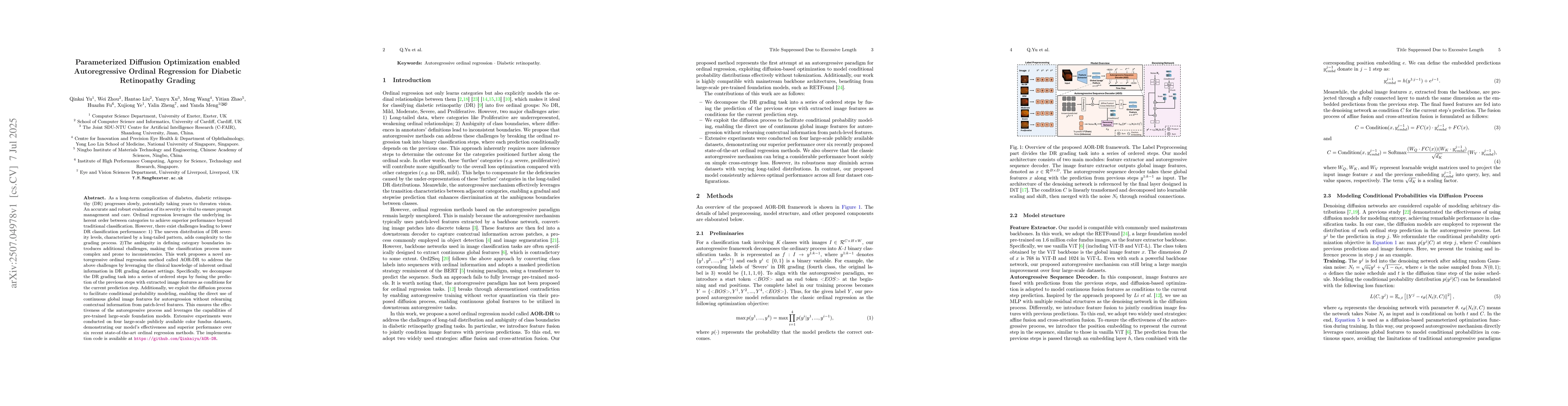 Thumbnail for Parameterized Diffusion Optimization enabled Autoregressive Ordinal
  Regression for Diabetic Retinopathy Grading