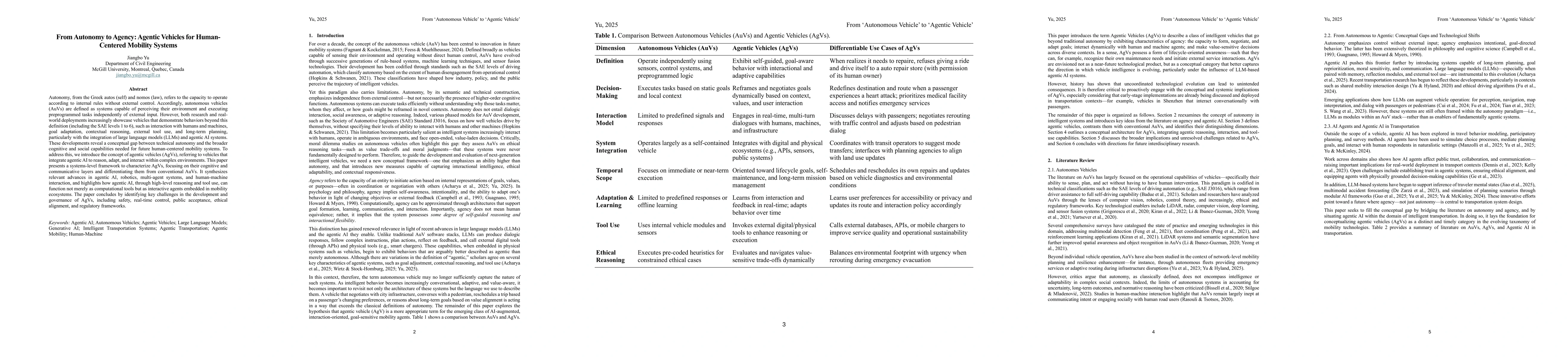 Thumbnail for From Autonomy to Agency: Agentic Vehicles for Human-Centered Mobility
  Systems