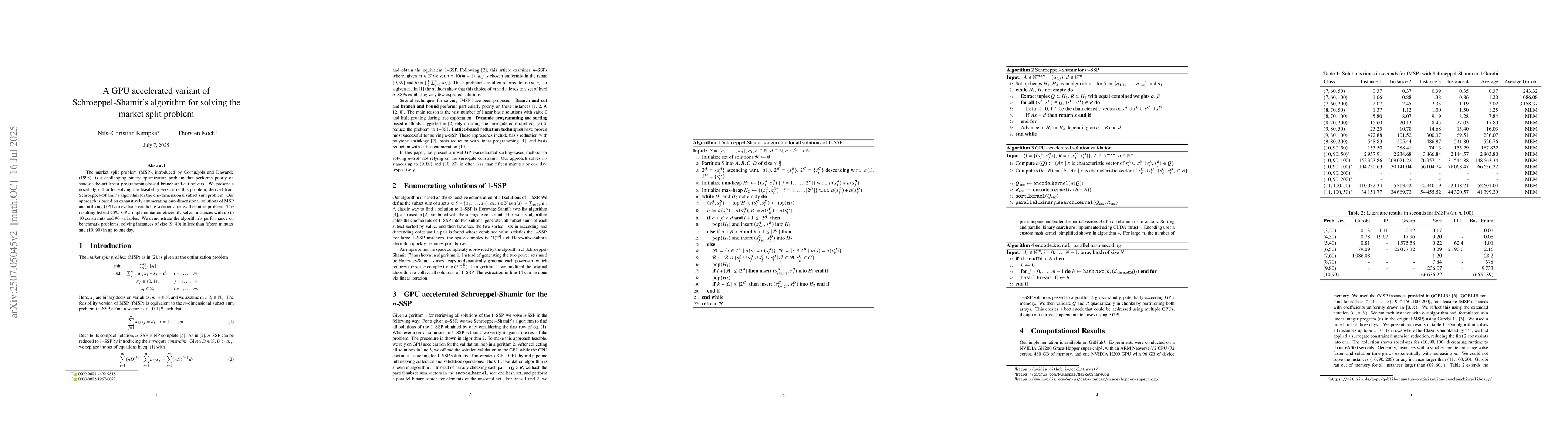 Thumbnail for GPU accelerated variant of Schroeppel-Shamir's algorithm for solving the
  market split problem