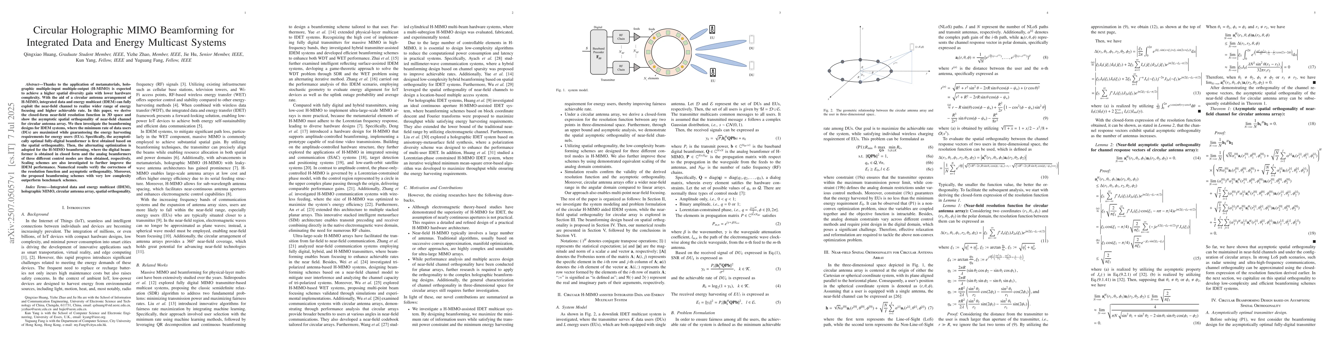 Thumbnail for Circular Holographic MIMO Beamforming for Integrated Data and Energy
  Multicast Systems