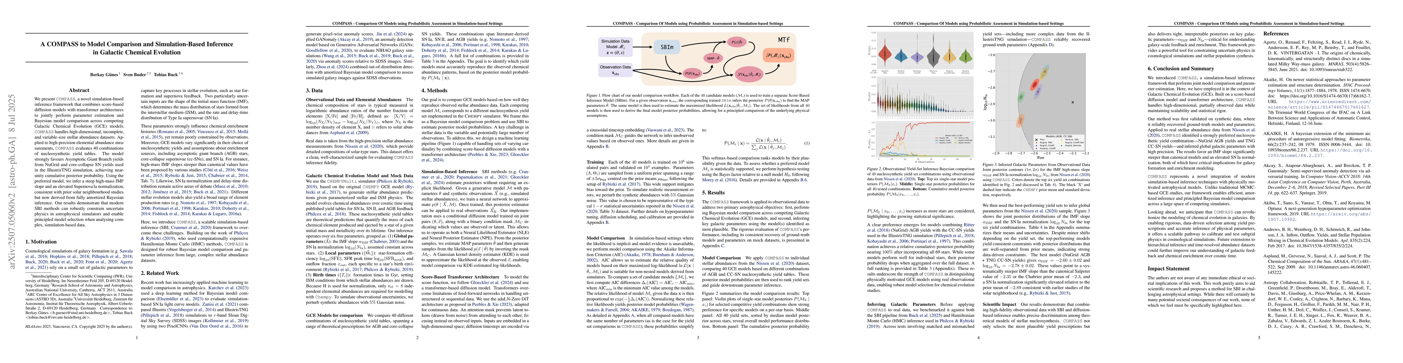 Thumbnail for A COMPASS to Model Comparison and Simulation-Based Inference in Galactic
  Chemical Evolution