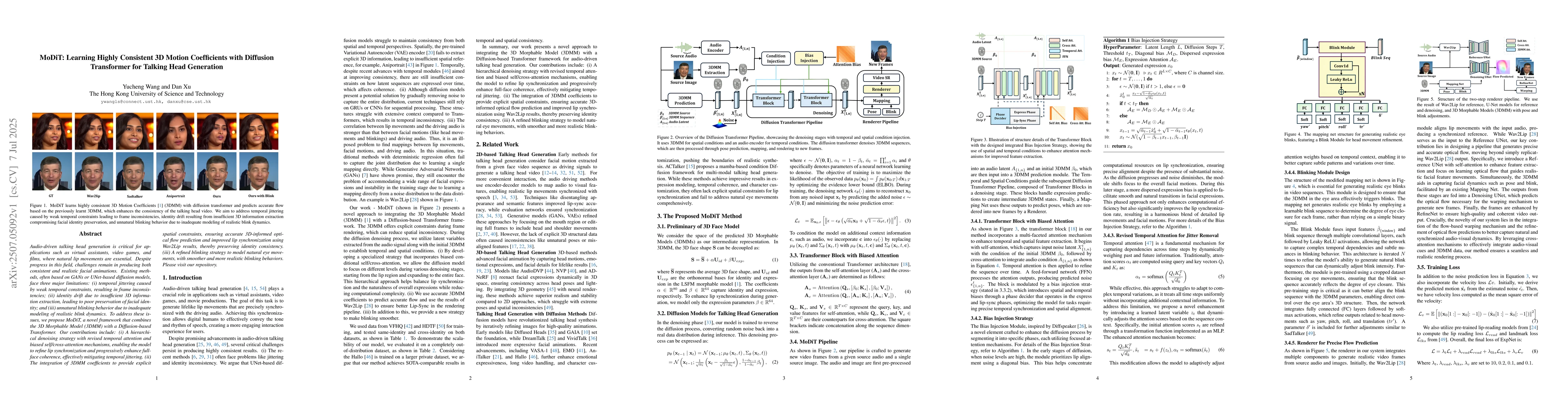 Thumbnail for MoDiT: Learning Highly Consistent 3D Motion Coefficients with Diffusion
  Transformer for Talking Head Generation
