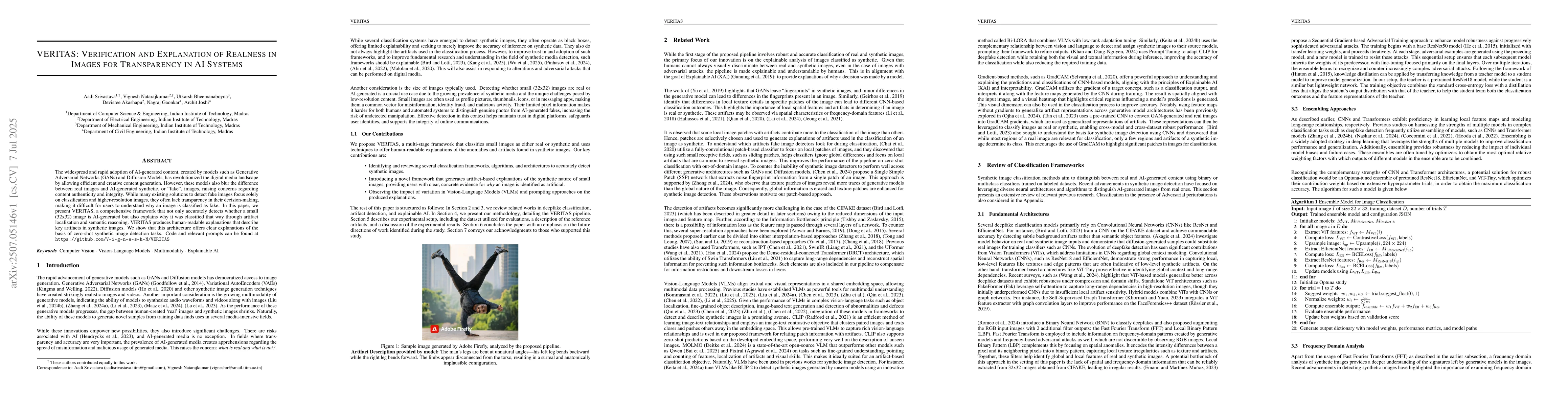 Thumbnail for VERITAS: Verification and Explanation of Realness in Images for
  Transparency in AI Systems