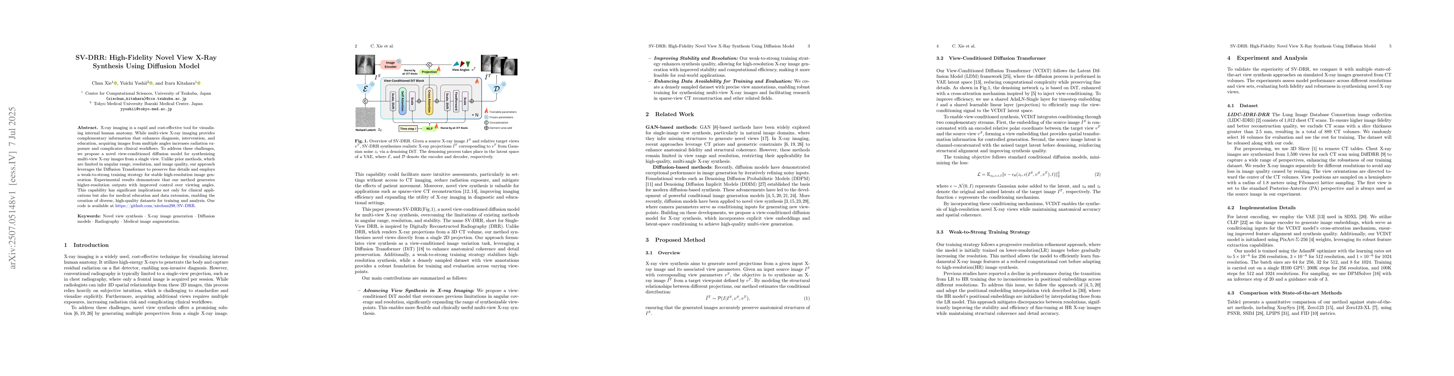 Thumbnail for SV-DRR: High-Fidelity Novel View X-Ray Synthesis Using Diffusion Model