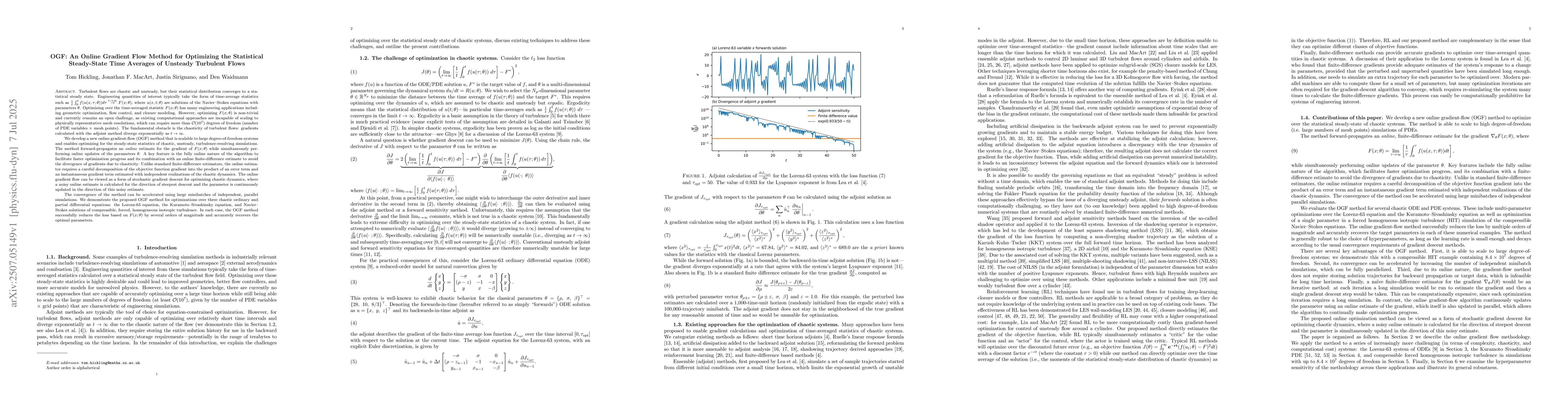 Thumbnail for OGF: An Online Gradient Flow Method for Optimizing the Statistical
  Steady-State Time Averages of Unsteady Turbulent Flows
