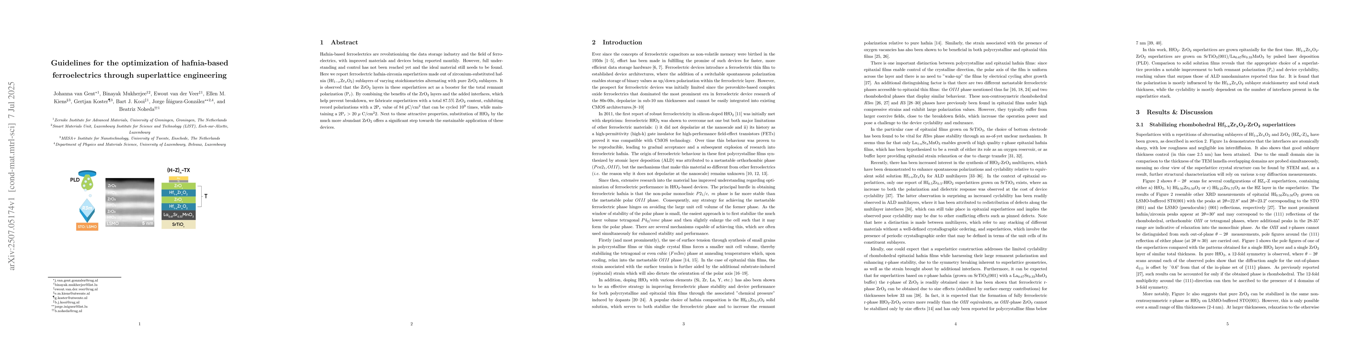 Thumbnail for Guidelines for the optimization of hafnia-based ferroelectrics through
  superlattice engineering