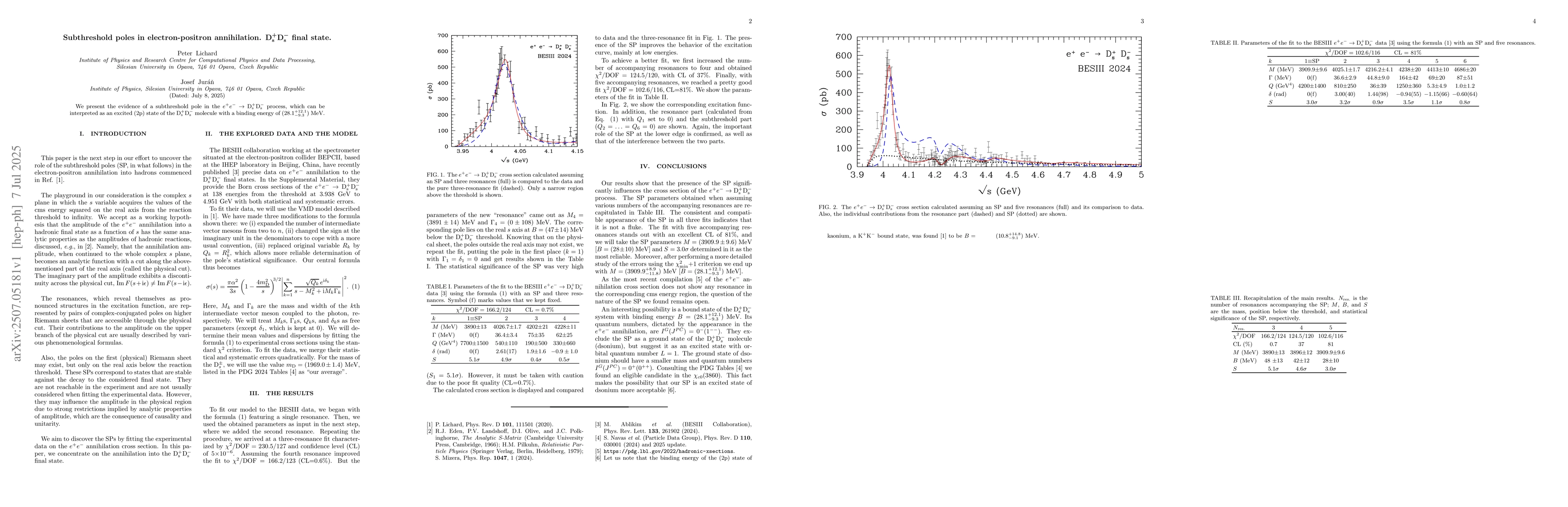 Thumbnail for Subthreshold poles in electron-positron annihilation. $\rm D_s^+\rm
  D_s^-$ final state