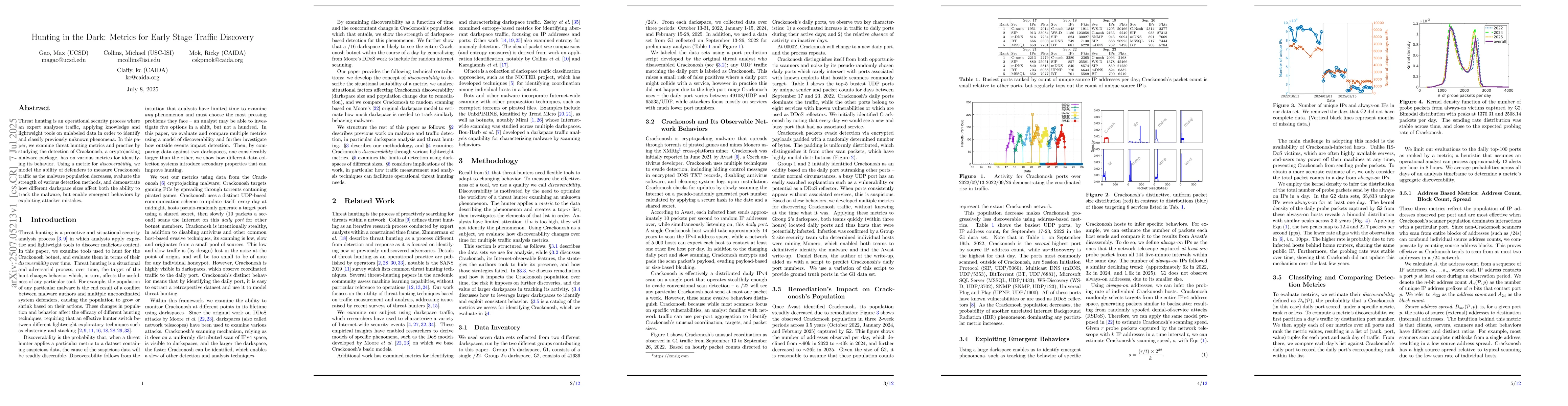 Thumbnail for Hunting in the Dark: Metrics for Early Stage Traffic Discovery