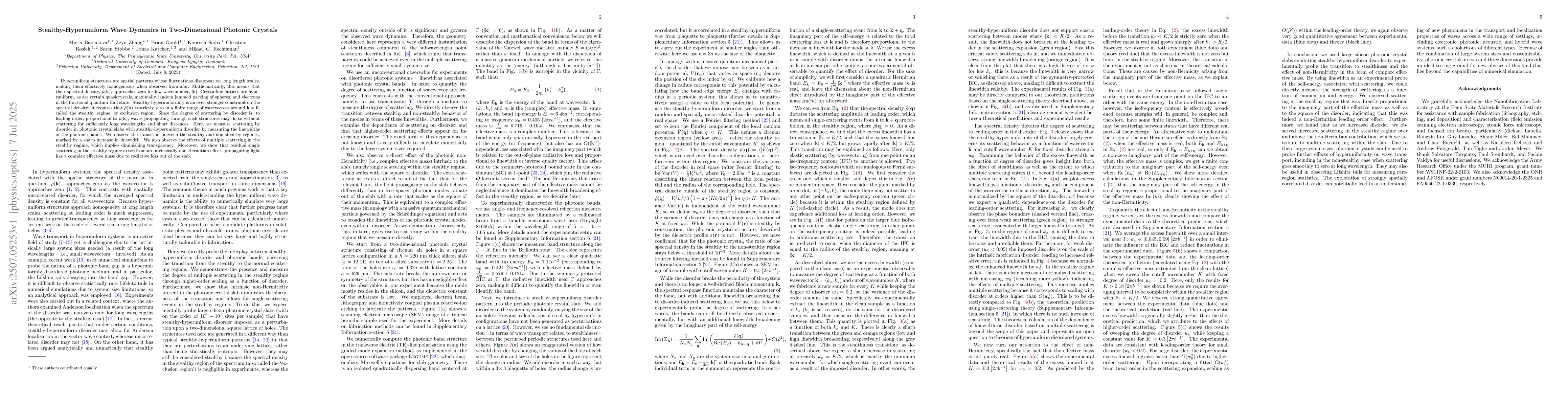 Thumbnail for Stealthy-Hyperuniform Wave Dynamics in Two-Dimensional Photonic Crystals
