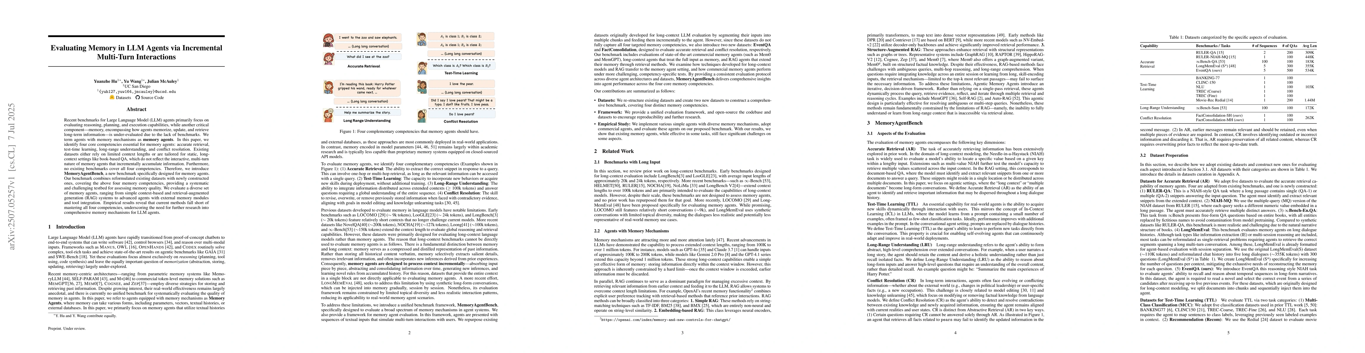 Thumbnail for Evaluating Memory in LLM Agents via Incremental Multi-Turn Interactions