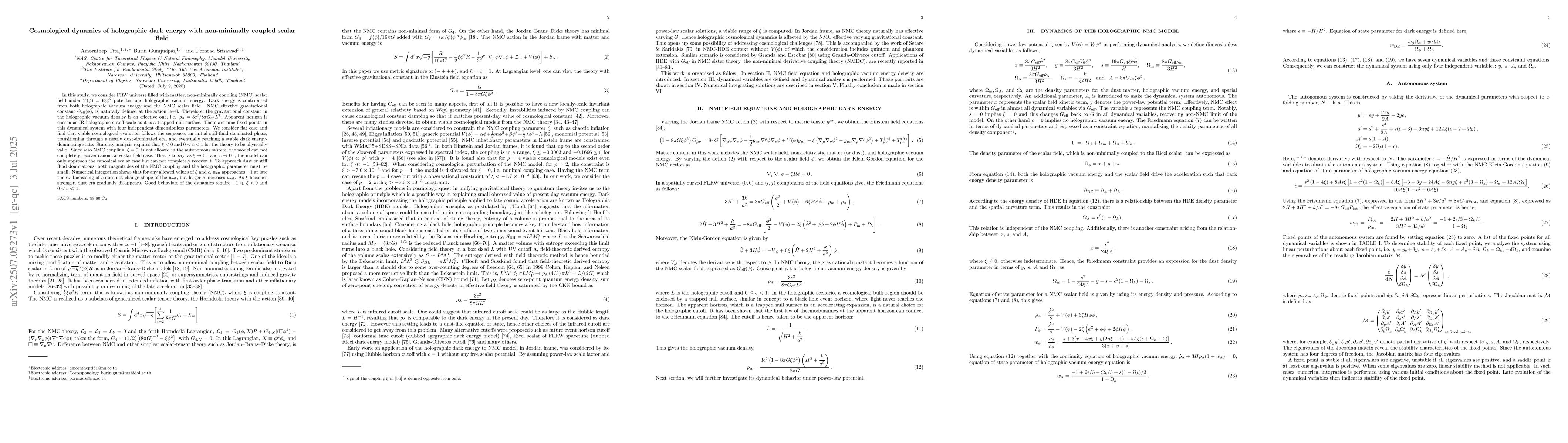 Thumbnail for Cosmological dynamics of holographic dark energy with non-minimally
  coupled scalar field