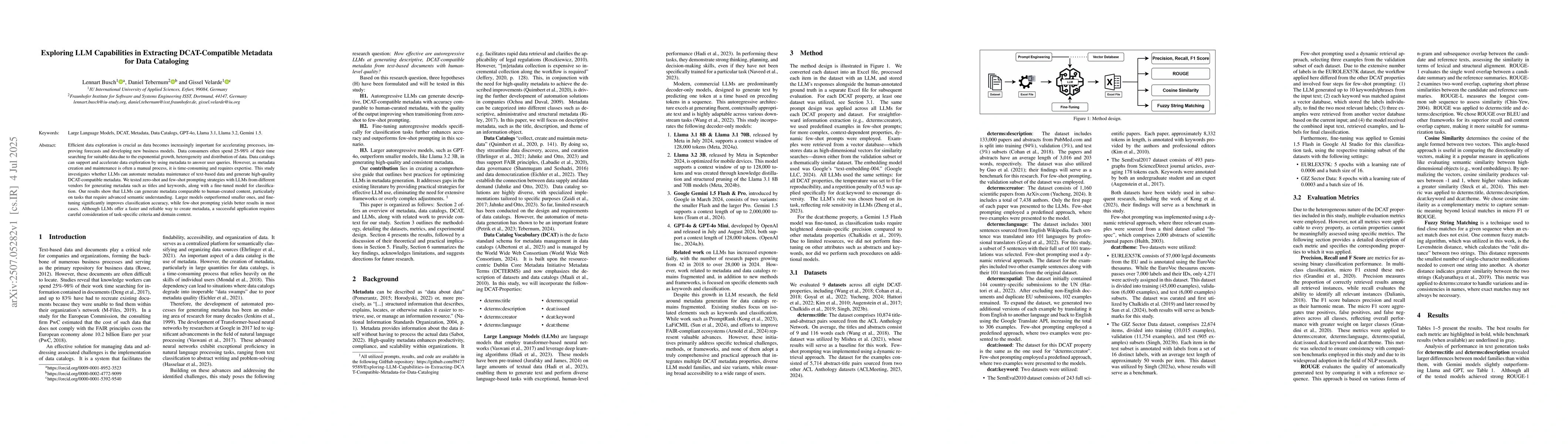 Thumbnail for Exploring LLM Capabilities in Extracting DCAT-Compatible Metadata for
  Data Cataloging