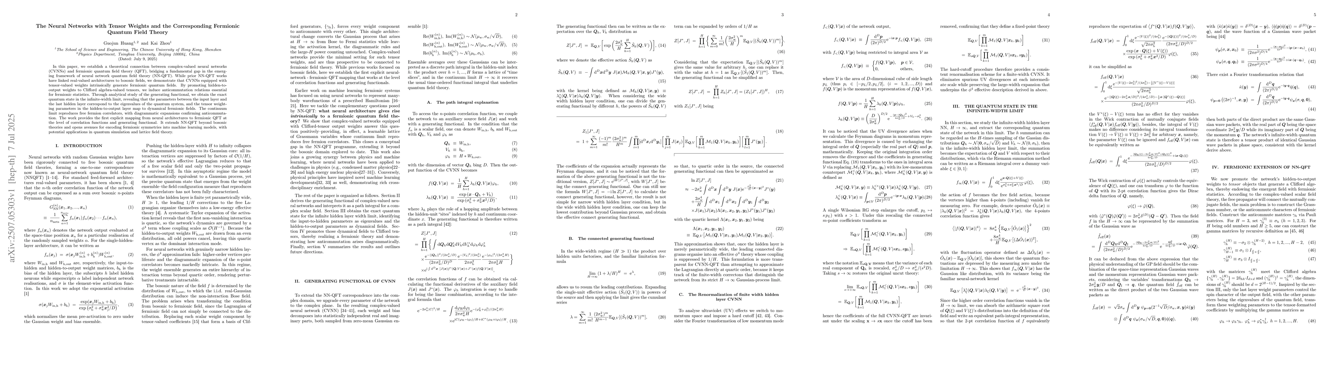 Thumbnail for The Neural Networks with Tensor Weights and the Corresponding Fermionic
  Quantum Field Theory