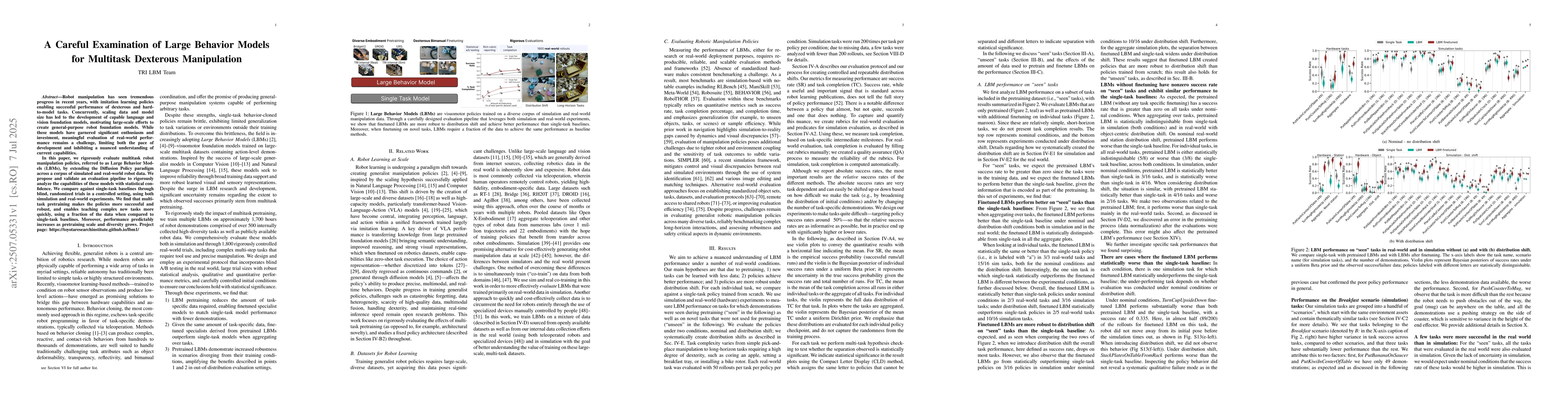Thumbnail for A Careful Examination of Large Behavior Models for Multitask Dexterous
  Manipulation