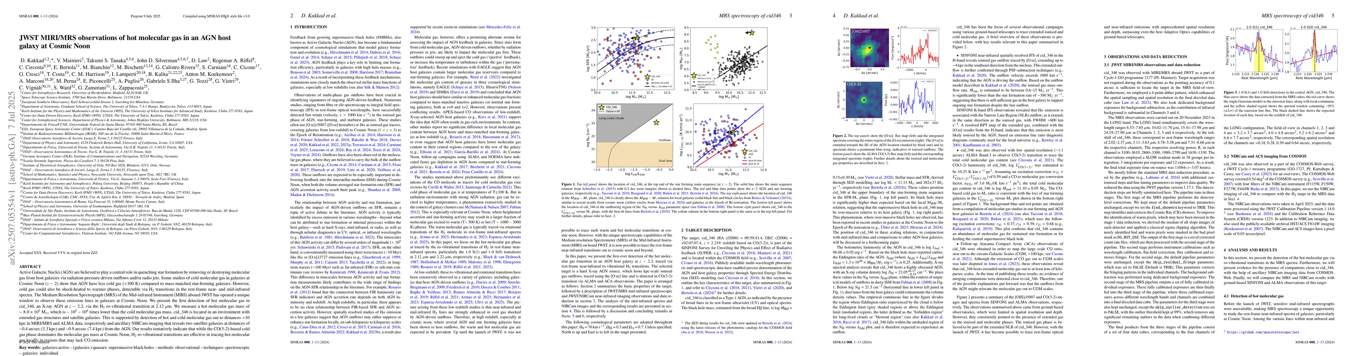 Thumbnail for JWST MIRI/MRS observations of hot molecular gas in an AGN host galaxy at
  Cosmic Noon