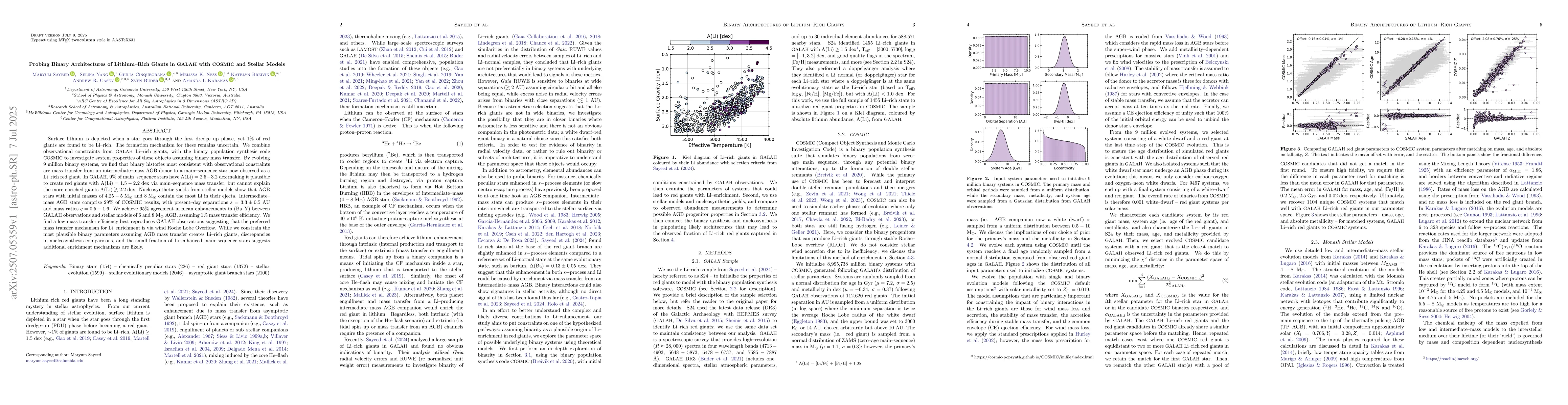 Thumbnail for Probing Binary Architectures of Lithium-Rich Giants in GALAH with COSMIC
  and Stellar Models