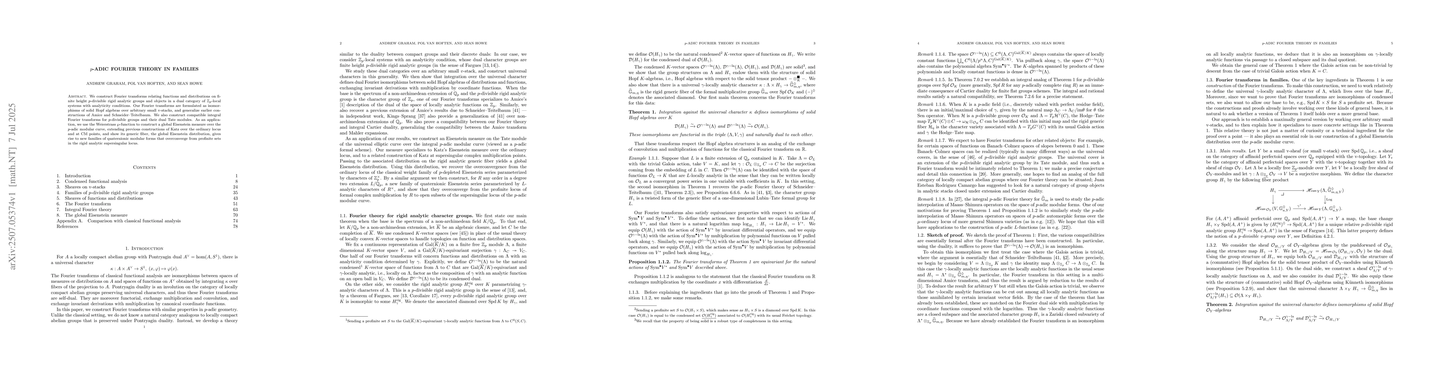 Thumbnail for $p$-adic Fourier theory in families