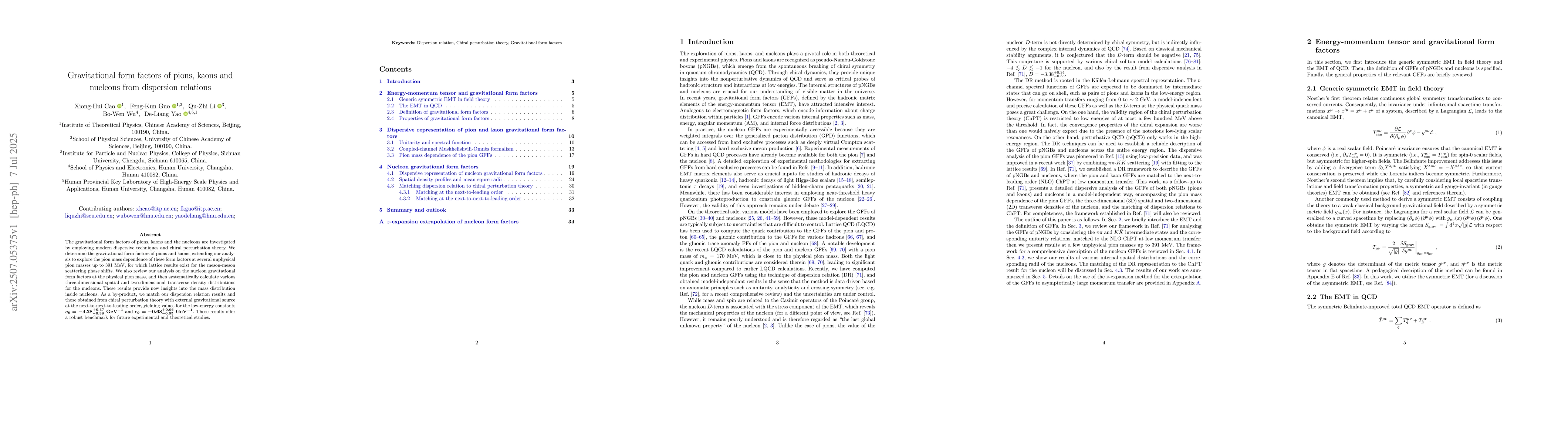 Thumbnail for Gravitational form factors of pions, kaons and nucleons from dispersion
  relations