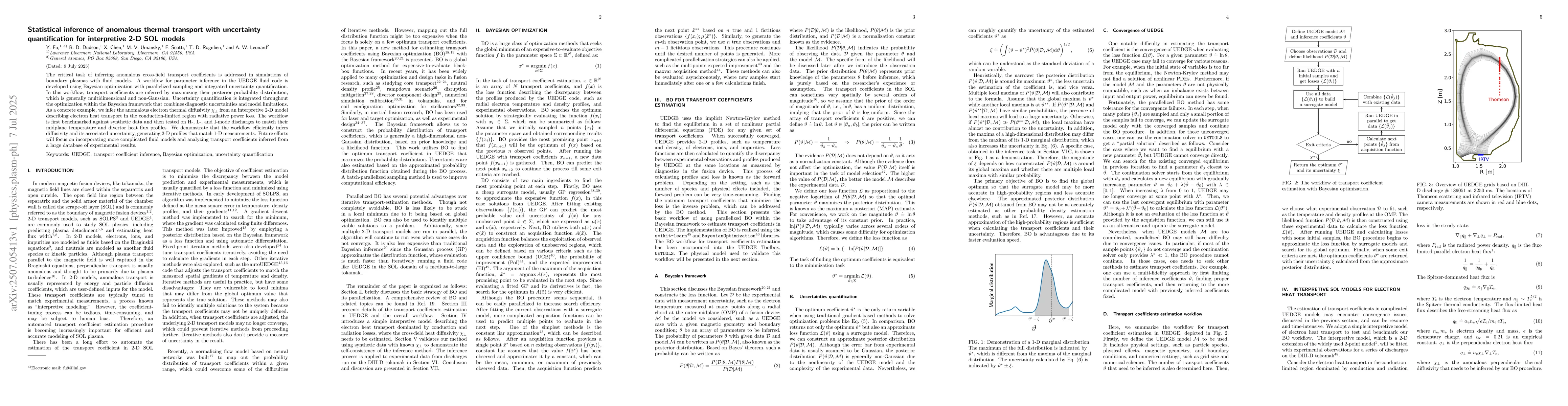 Thumbnail for Statistical inference of anomalous thermal transport with uncertainty
  quantification for interpretive 2-D SOL models