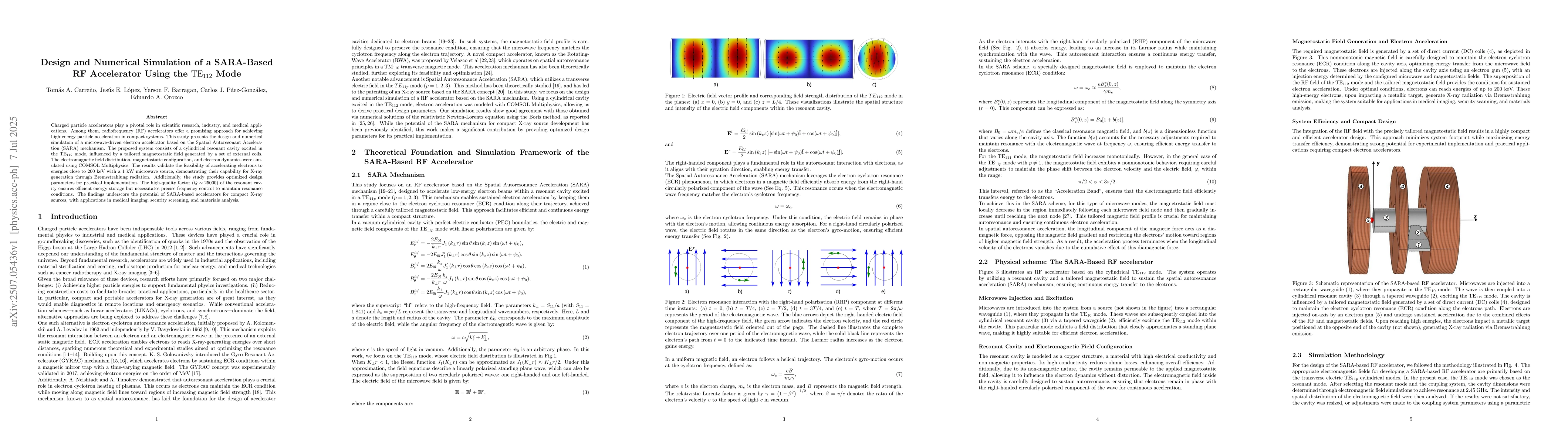 Thumbnail for Design and Numerical Simulation of a SARA-Based RF Accelerator Using the
  $\mathrm{TE}_{112}$ Mode