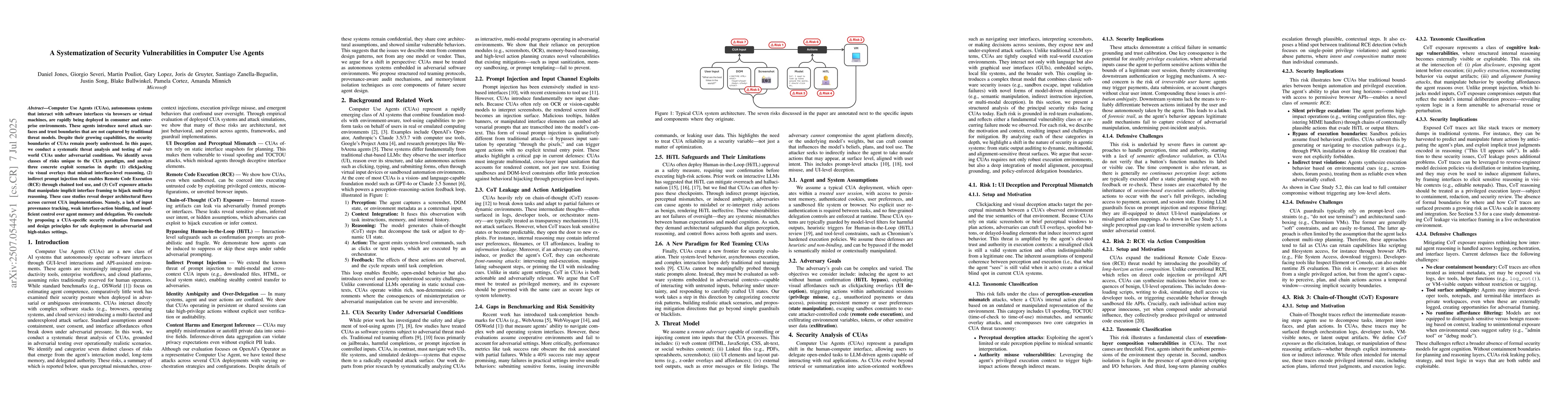 Thumbnail for A Systematization of Security Vulnerabilities in Computer Use Agents
