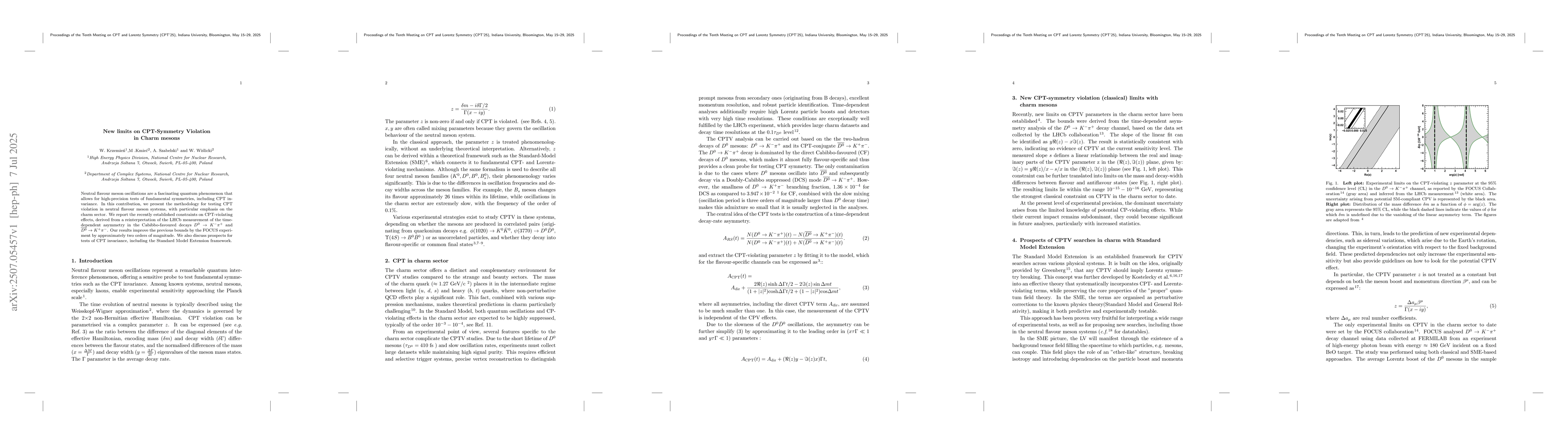 Thumbnail for New limits on CPT-Symmetry Violation in Charm mesons