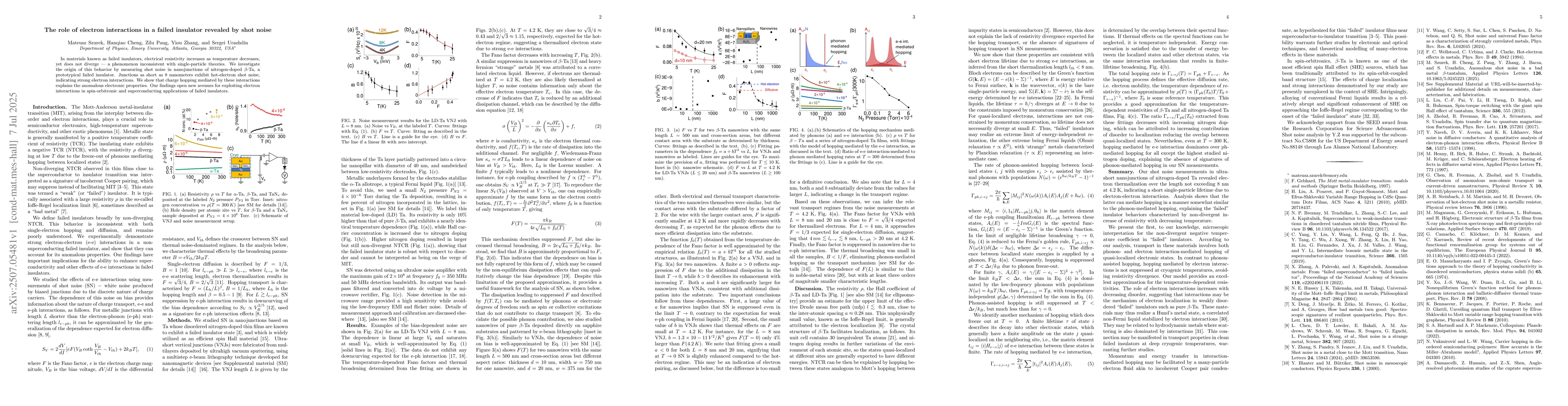 Thumbnail for The role of electron interactions in a failed insulator revealed by shot
  noise