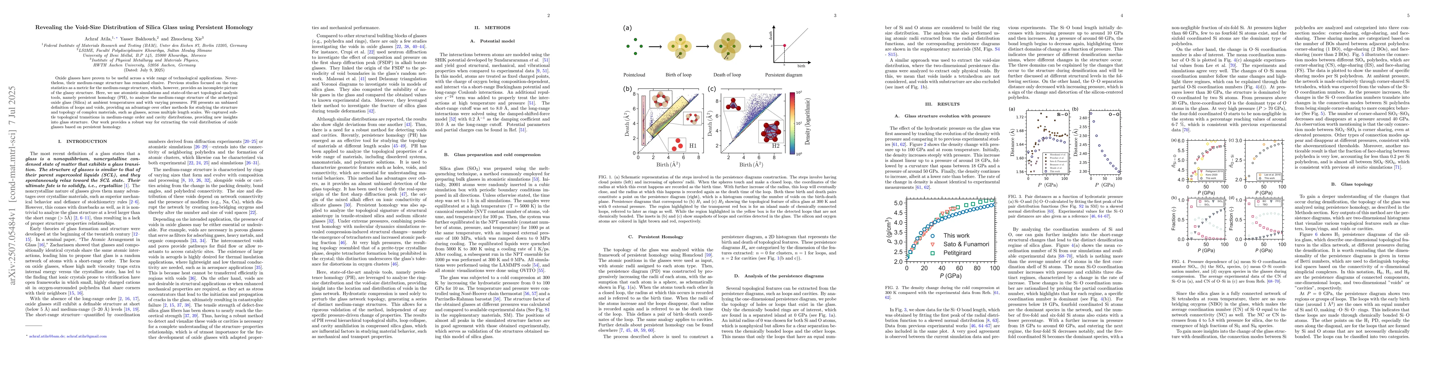 Thumbnail for Revealing the Void-Size Distribution of Silica Glass using Persistent
  Homology
