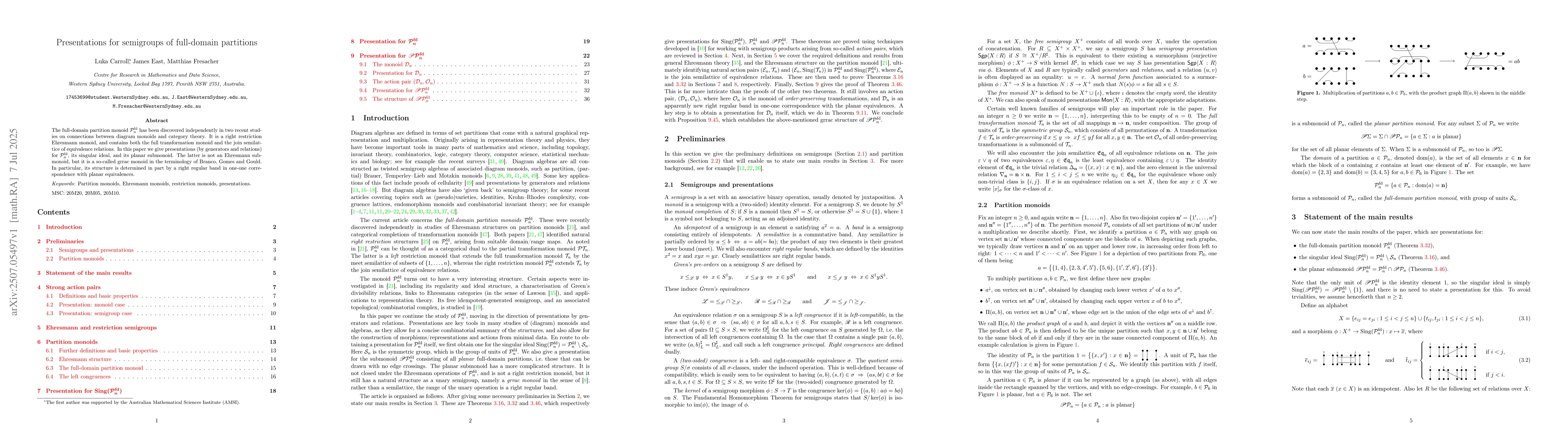 Thumbnail for Presentations for semigroups of full-domain partitions