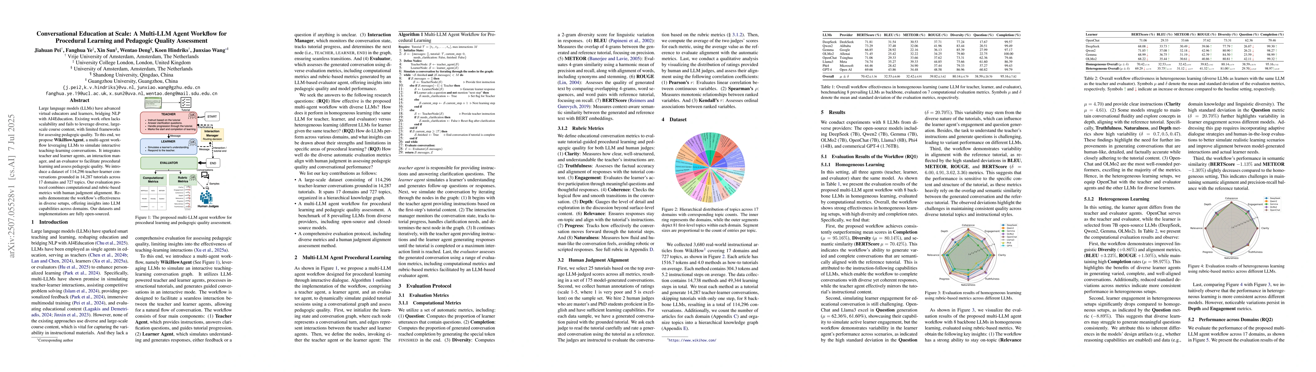 Thumbnail for Conversational Education at Scale: A Multi-LLM Agent Workflow for
  Procedural Learning and Pedagogic Quality Assessment